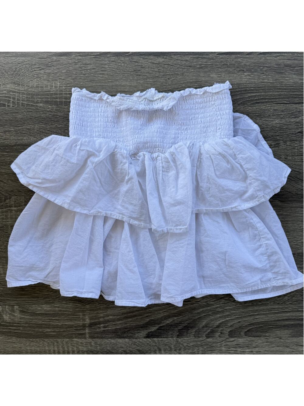White Tiered Ruffle Mini Skirt Smocked Waist Francesca's Size Small